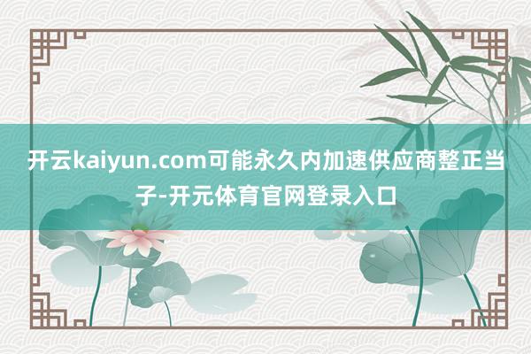 开云kaiyun.com可能永久内加速供应商整正当子-开元体育官网登录入口