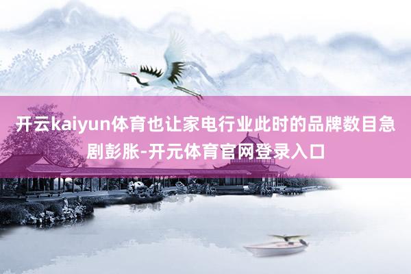 开云kaiyun体育也让家电行业此时的品牌数目急剧彭胀-开元体育官网登录入口